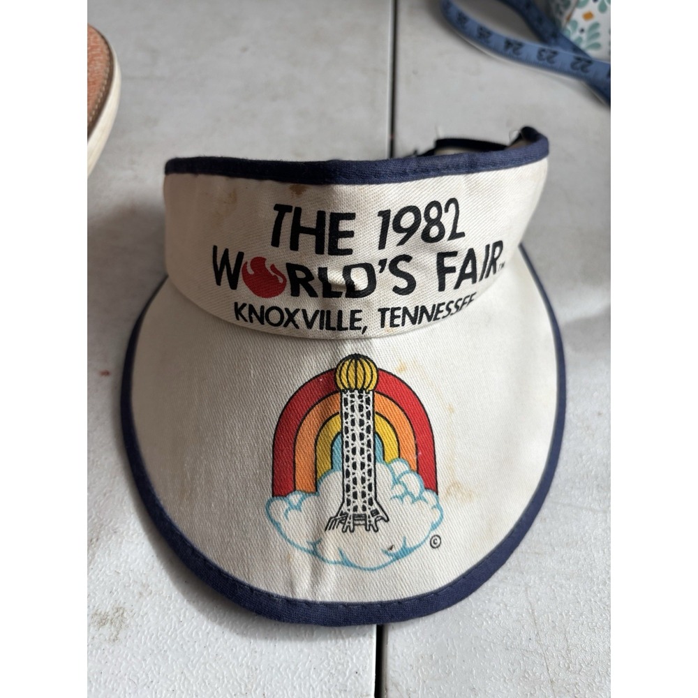 WORLD'S FAIR Knoxville Tennessee 1982 white‎  Visor Hat Vintage Rare Retro